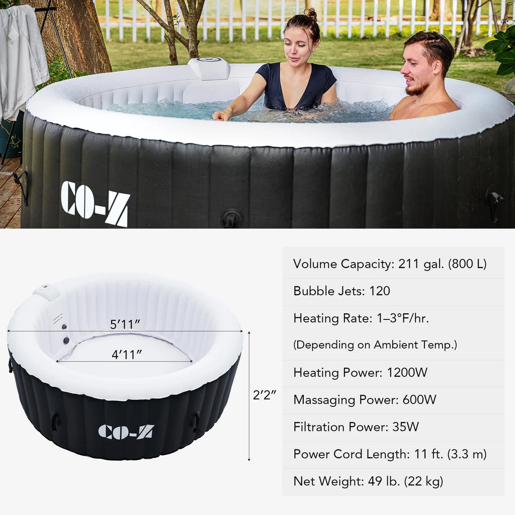 4 Person 6ft Inflatable Hot Tub Pool with Massage Jets P627107