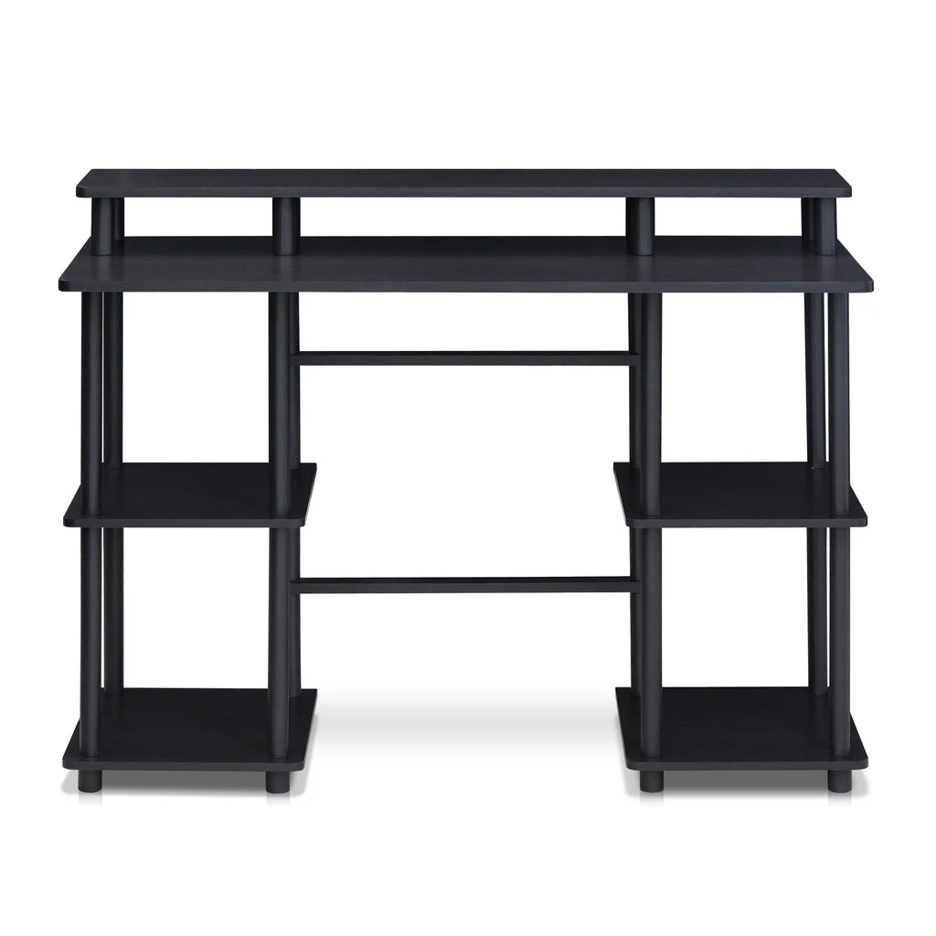 Espresso Black Computer Desk with Top Shelf S502