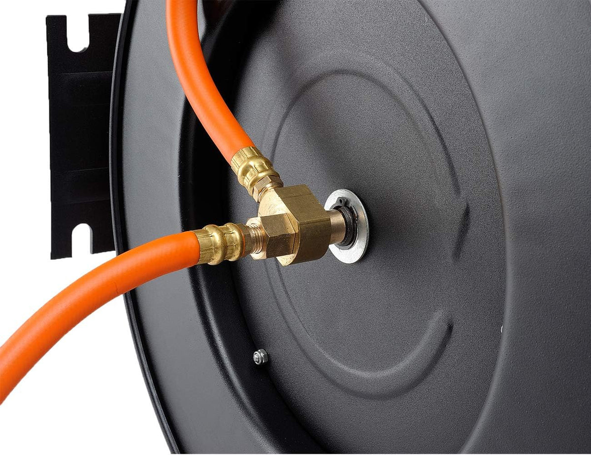 Retractable Air Compressor Hose Reel with 3/8 in. x 50 ft Hybrid Hose, 300PSI G3830