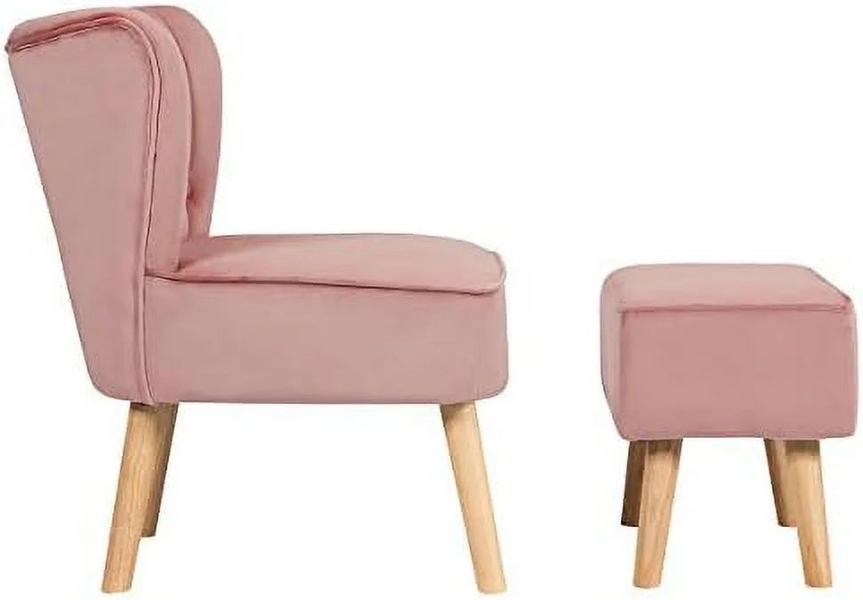 Velvet Accent Chair Ottoman Set M244