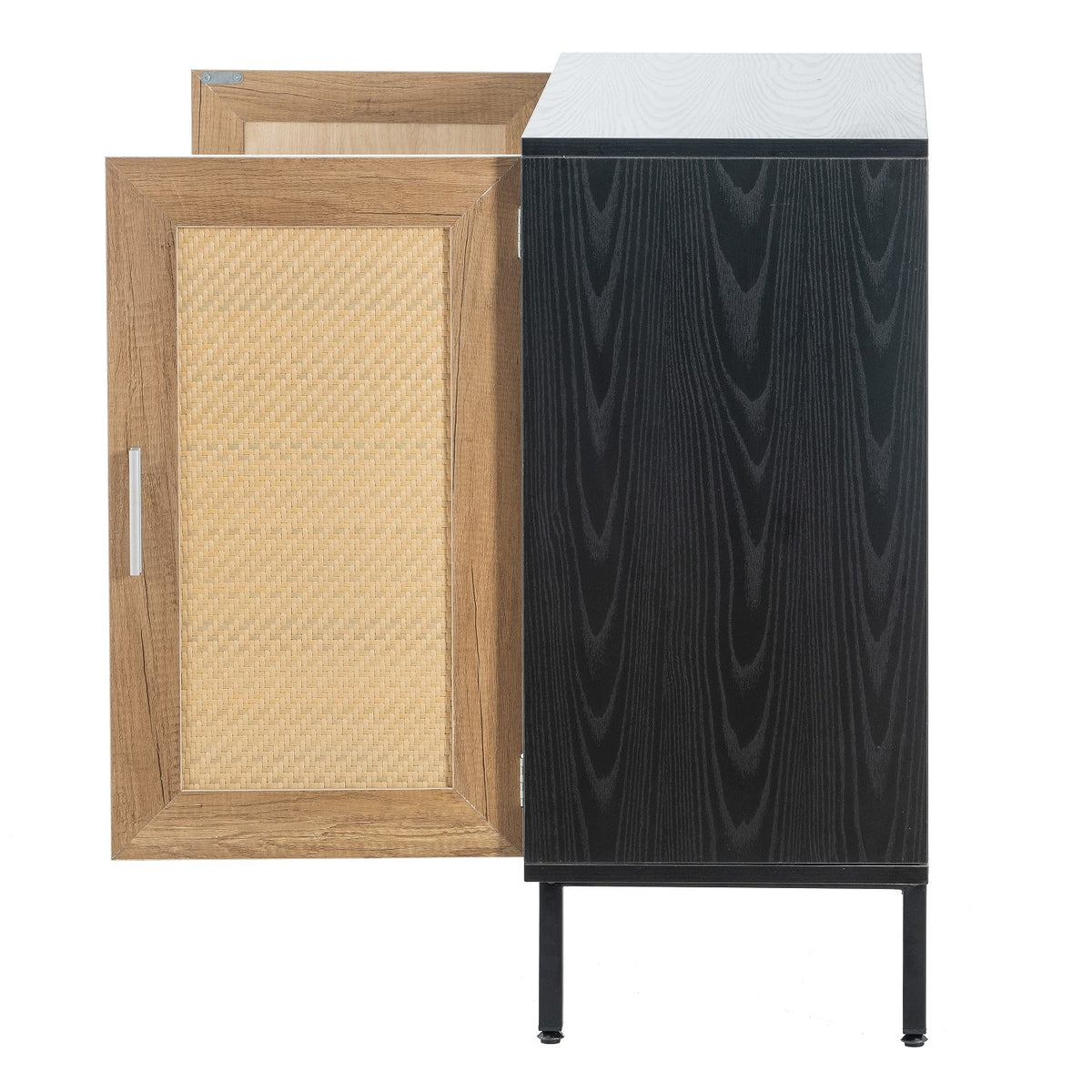 Black Rattan Storage Cabinet with 2 Doors C651