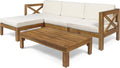Teak Finish Beige 5 Piece Outdoor Acacia Wood Sofa Set I10310