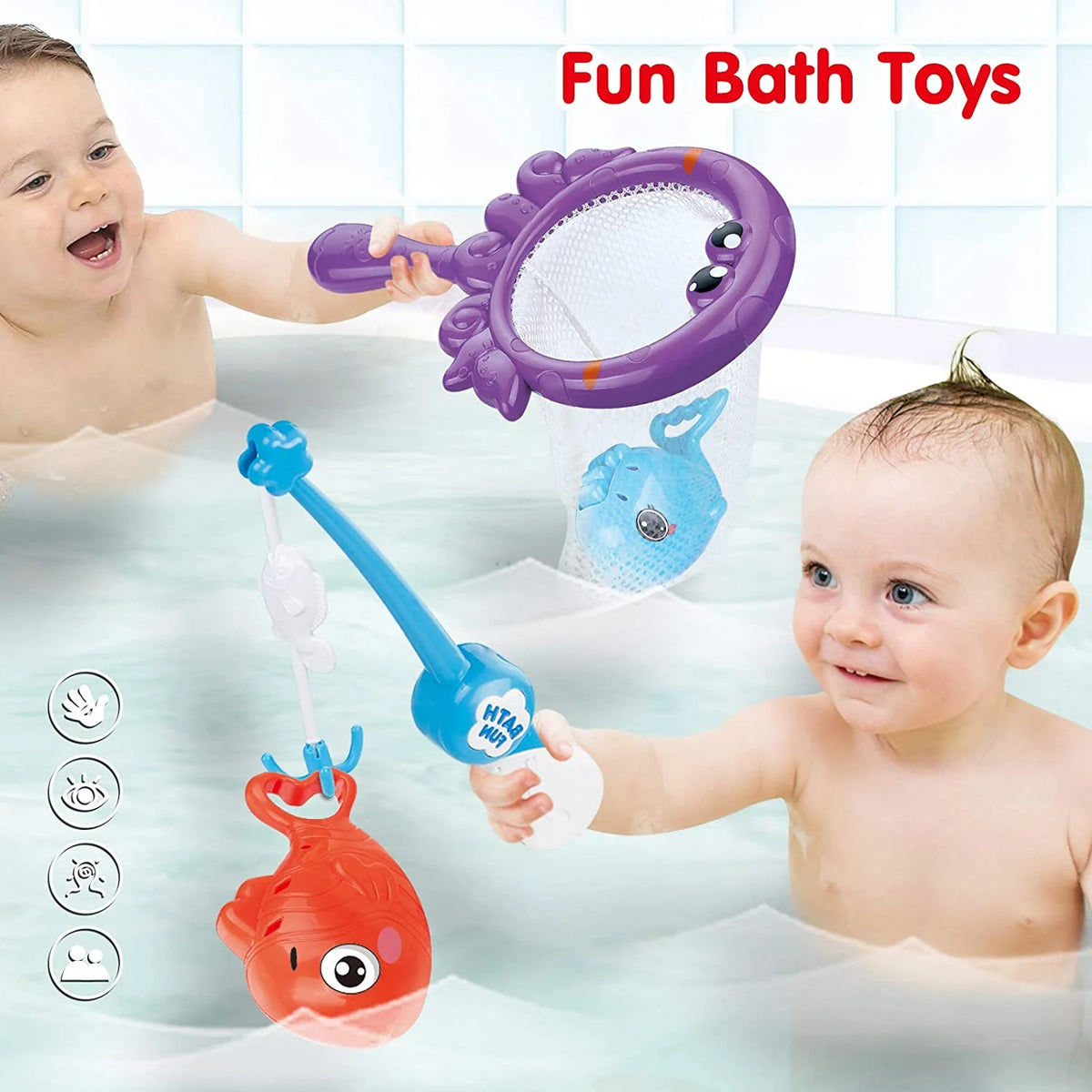Mold Free Fishing Games Swimming Whales Water Table Pool Bath Toy for Toddlers N807619