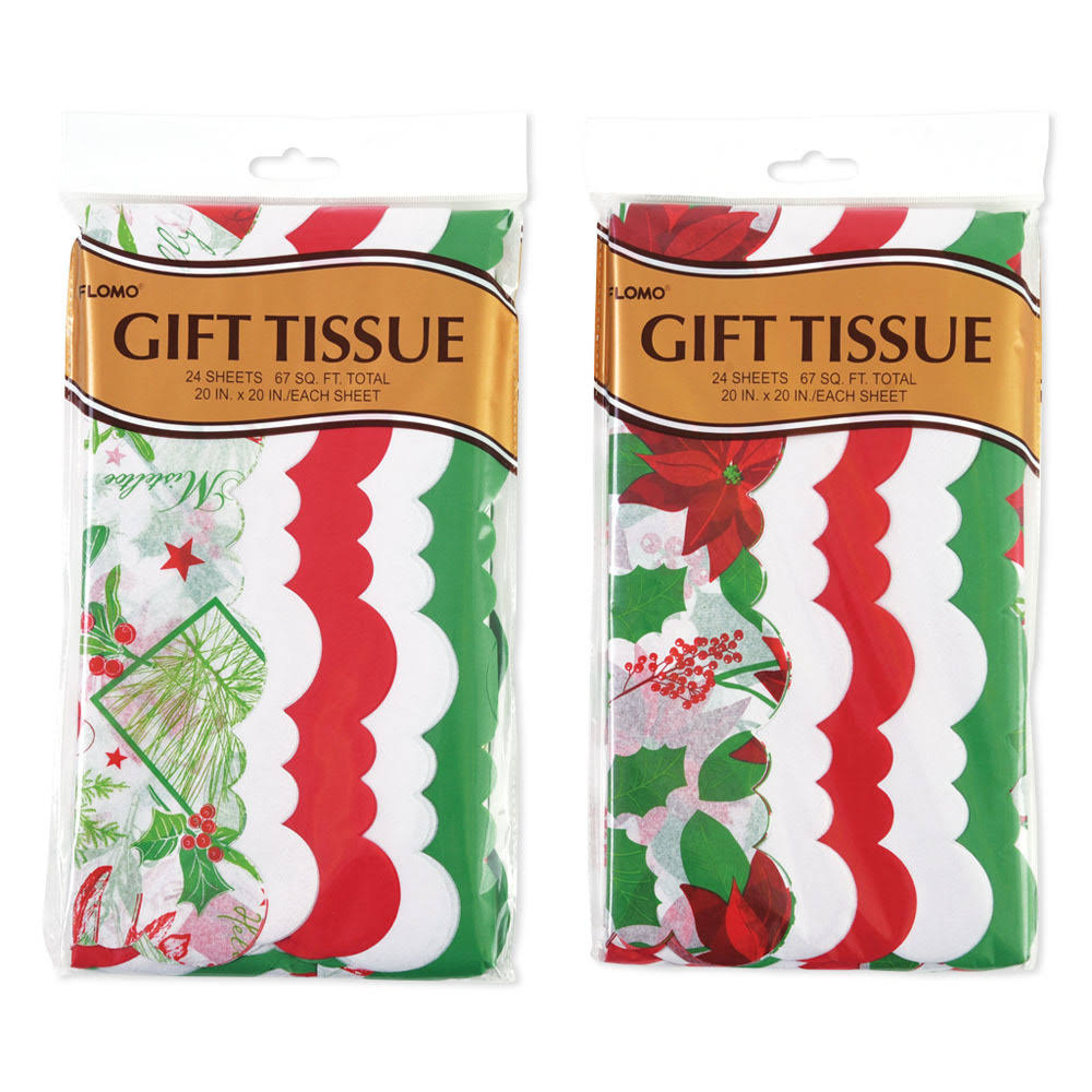 24 Count Christmas Printed Scalloped Die Cut Tissue Pack of 12 X994
