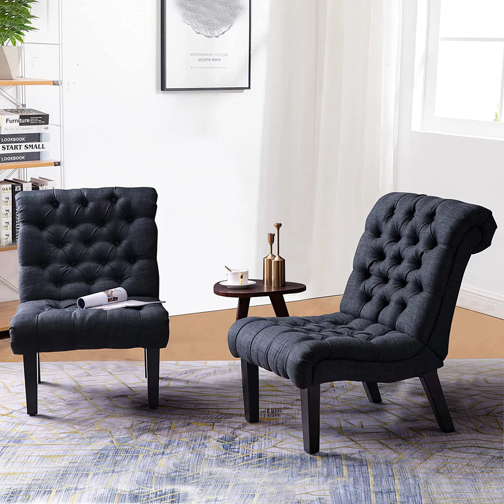 Gray Fabric Upholstered Accent Chair with Wood Legs B683117