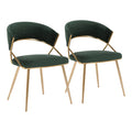 Gold Steel and Green Velvet Dining Chair Set of 2 Q235