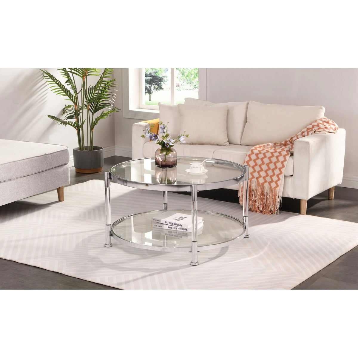 Acrylic Round Tempered Glass Coffee Table N832991