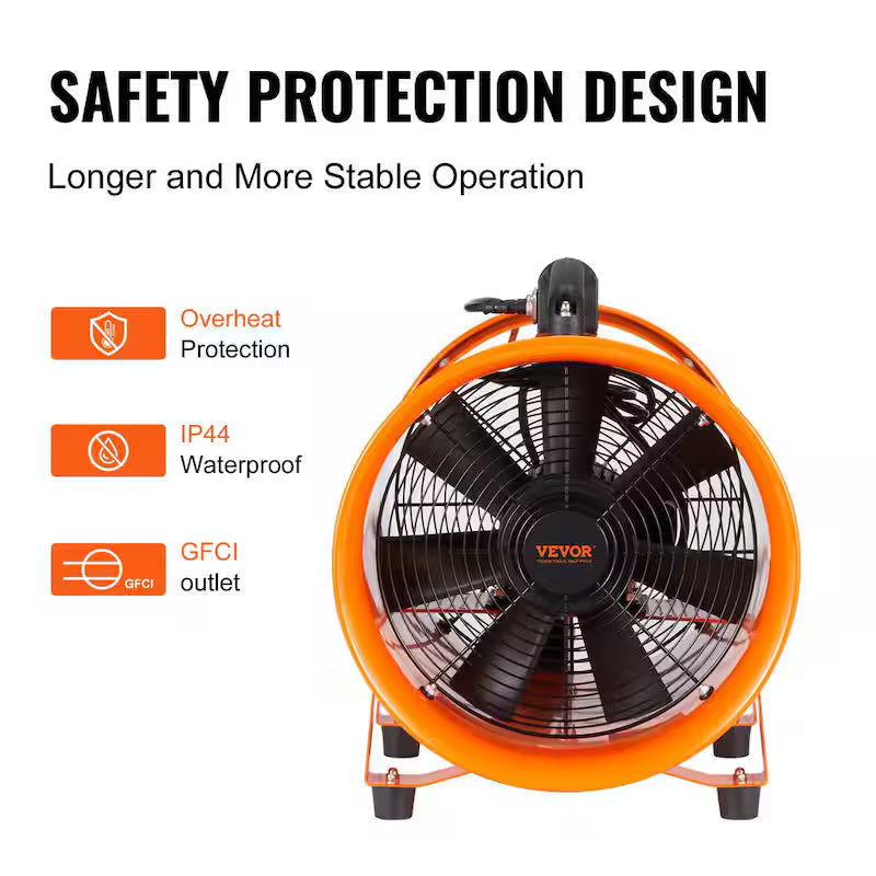 Orange 10 in. Heavy Duty Blower Fan with 33 ft. Duct Hose F15823