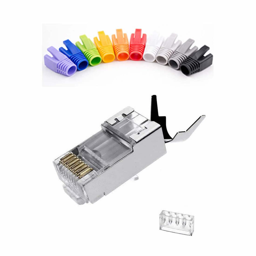 100 Pcs Cat7 RJ45 Metal Shielded Connectors U986