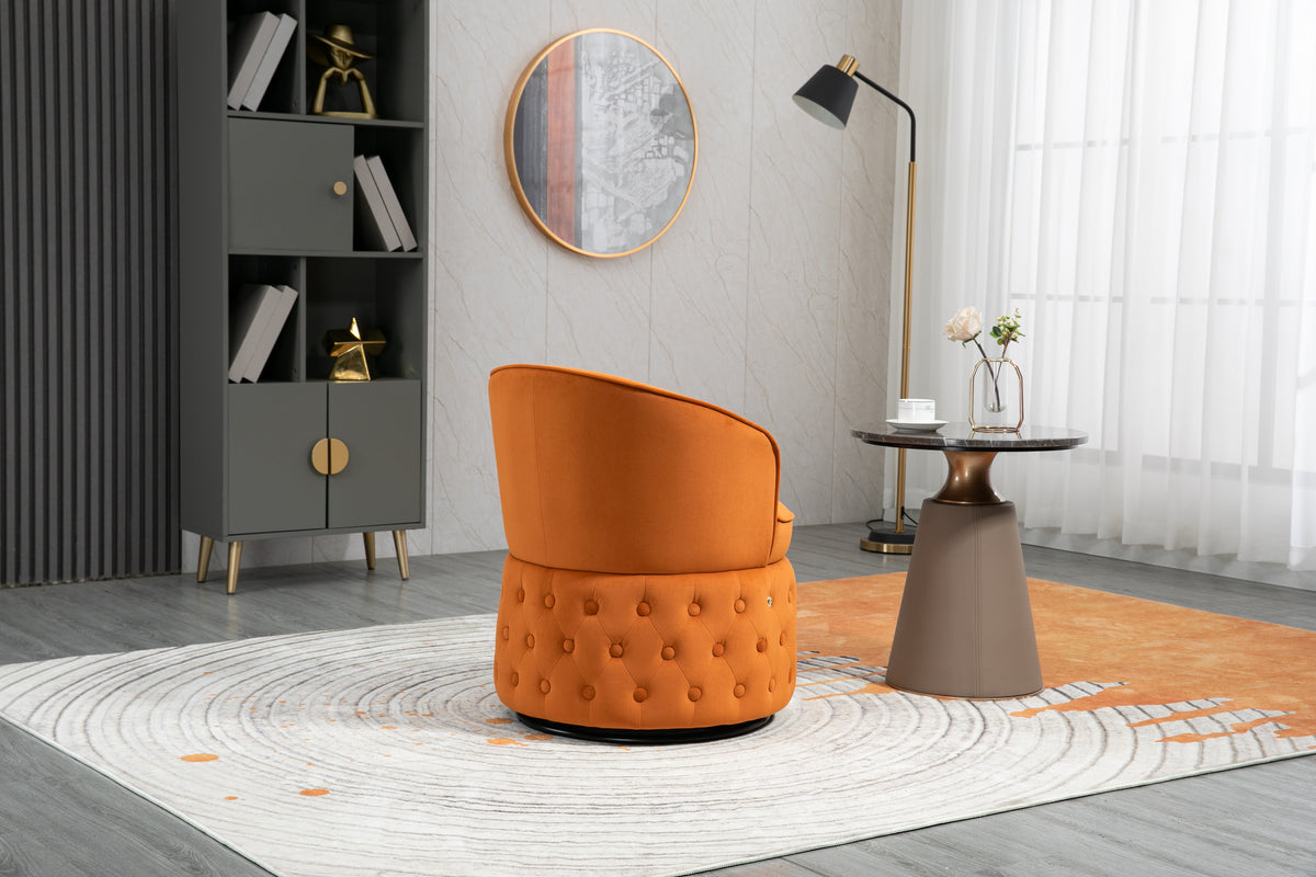 Swivel Cuddle Barrel Accent Sofa Chairs with Wide Upholstered Fluffy Velvet Fabric Chair Q35145