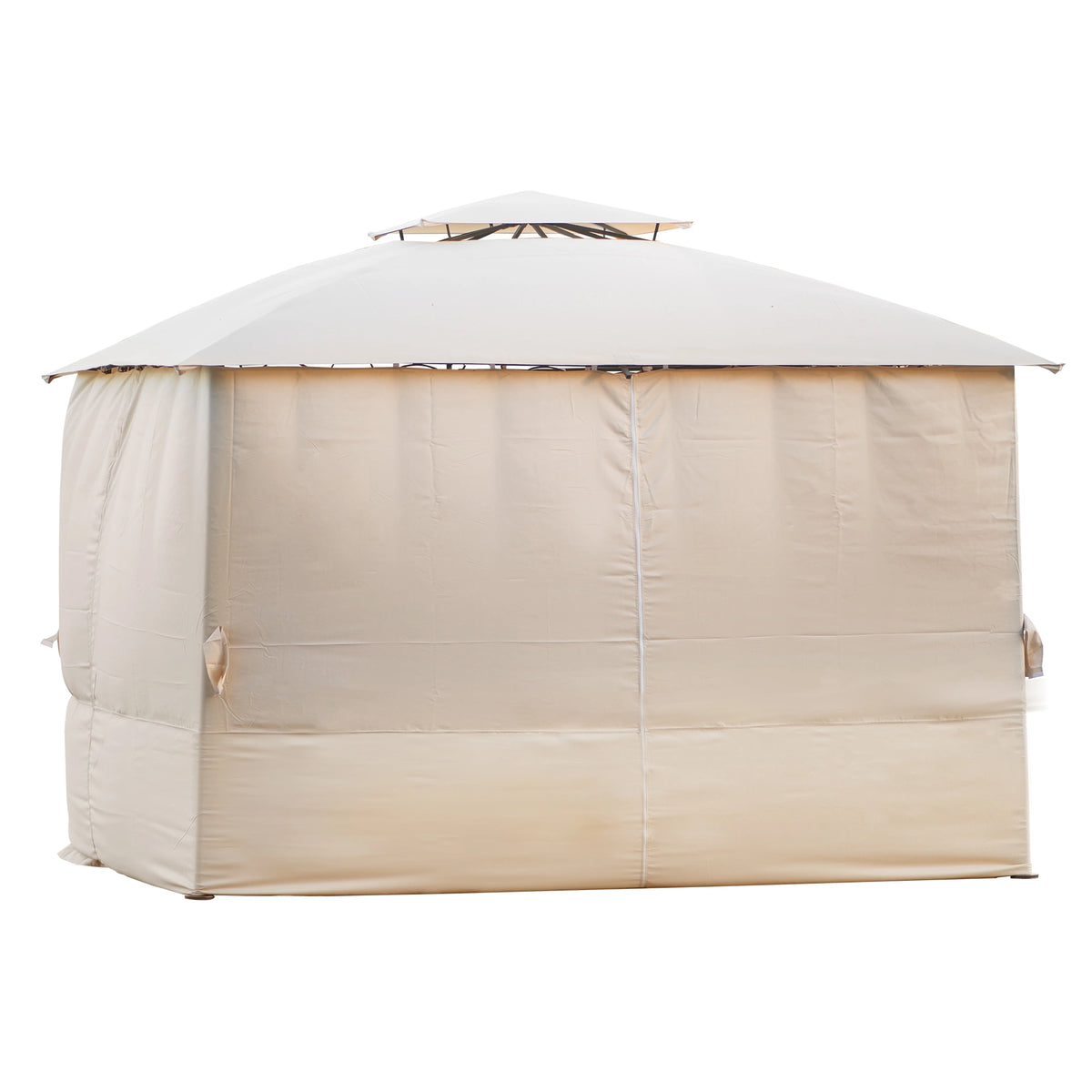 Beige Double Tiered Grill Canopy Gazebo Tent R40683