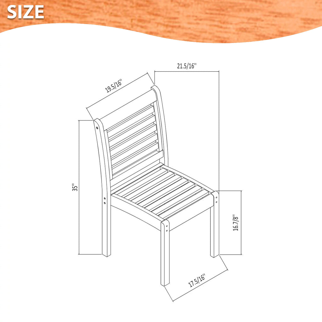 5-Piece Round Eucalyptus Wood Patio Dining Set Q838647