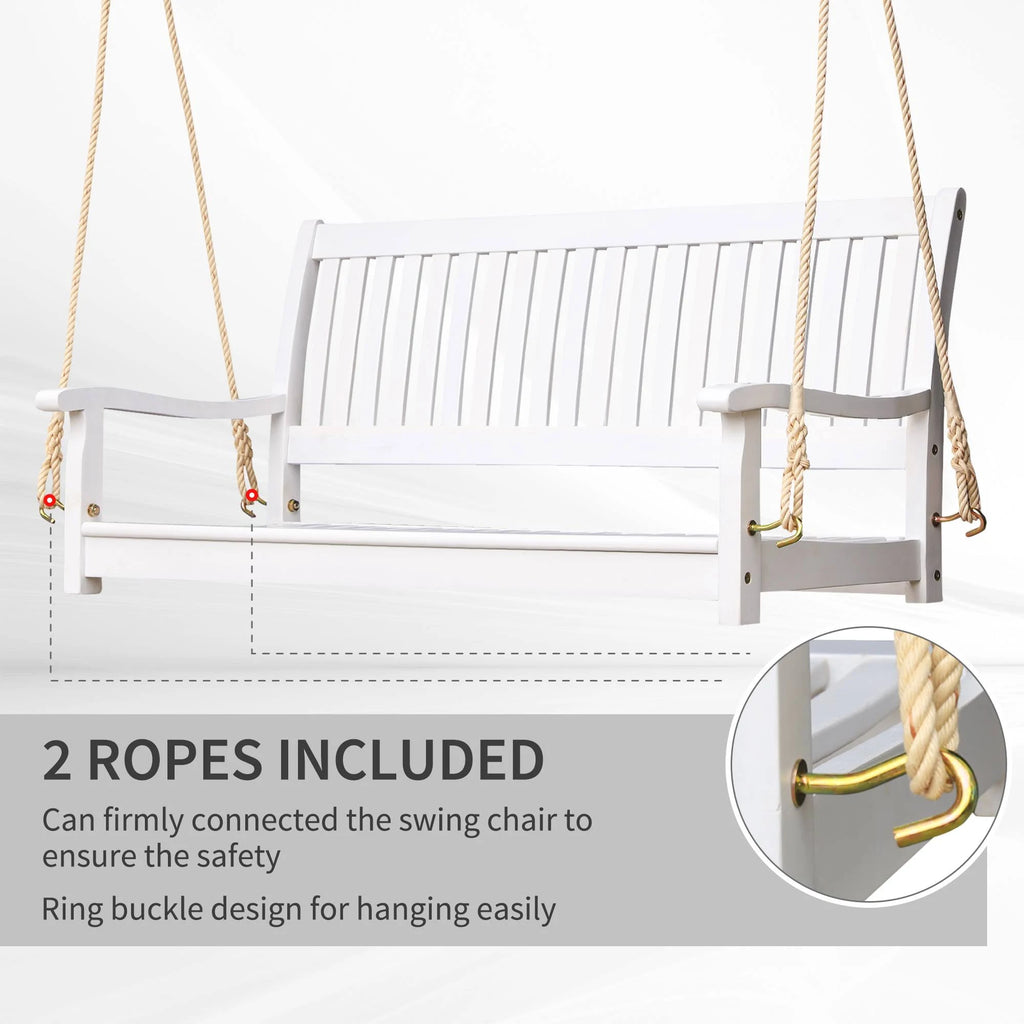 White Wooden Porch Swing Bench V994