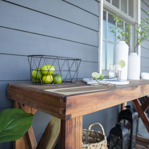 47" Acacia Wood Potting Bench & Serving Bar with Storage Shelf B495