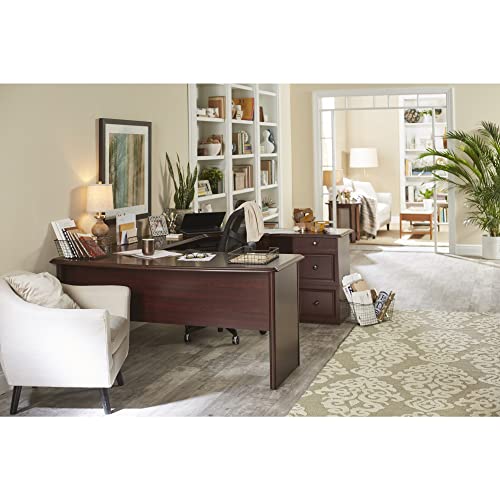 65"W U-Shaped Executive Corner Desk, Cherry R8456