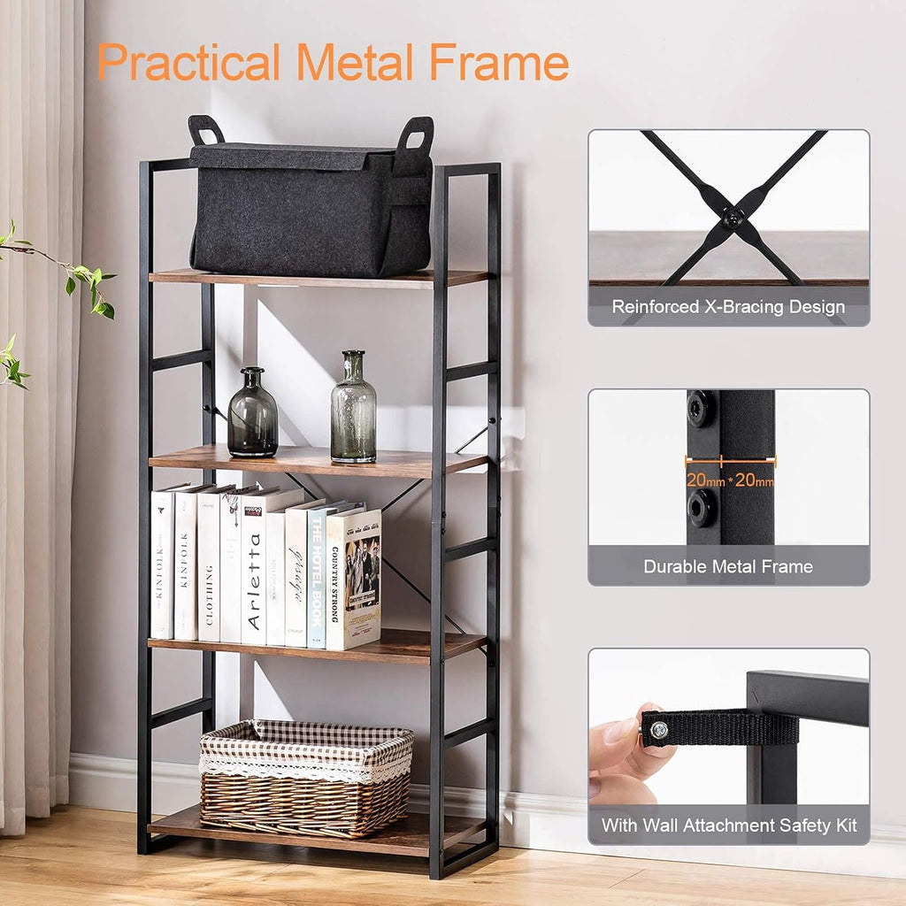 5 Tier Tall Bookshelf Bookcase, Brown Y934199
