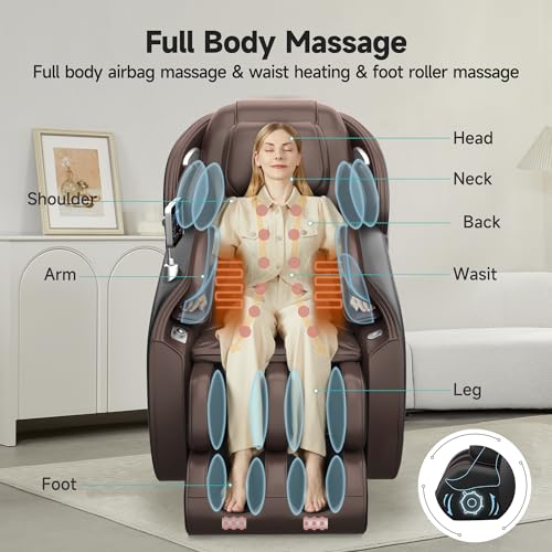 Brown Full Body Zero Gravity SL-Track Shiatsu Massage Recliner Chair O162528