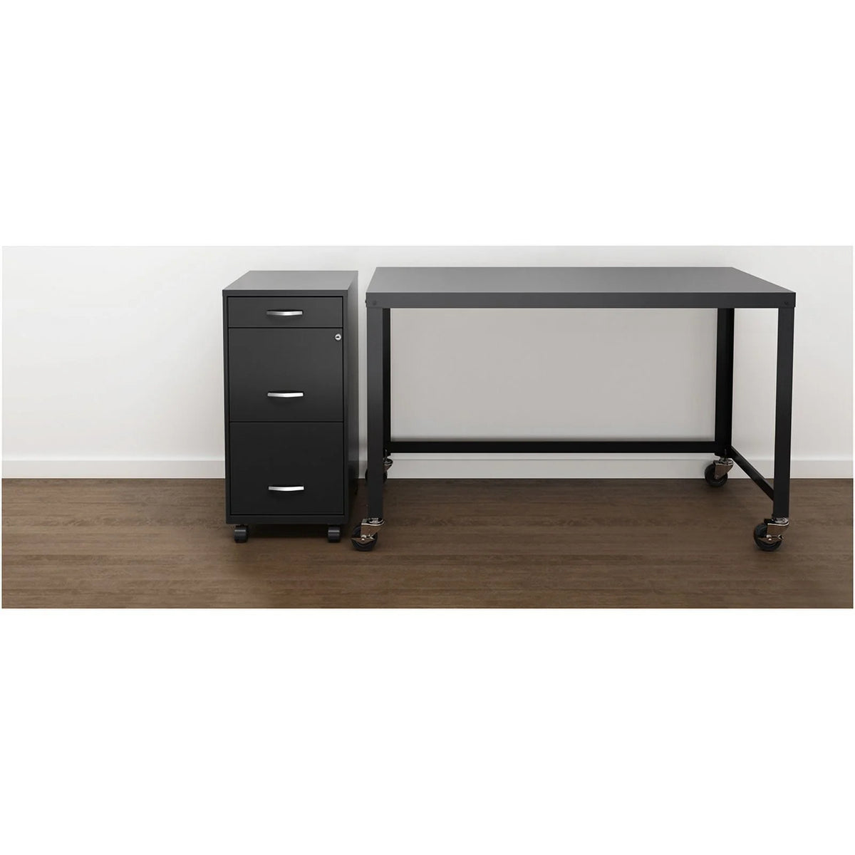 18" Deep 3 Drawer Black Metal File Cabinet R576