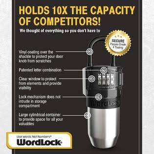 Wordlock Key Lock Box Large Capacity Secure Realtor Storage Lockbox with 4 Letter Word Combination G986
