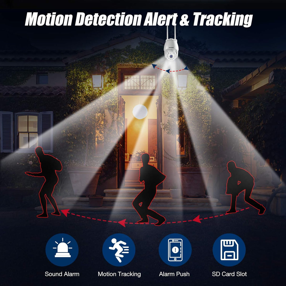 Wireless WiFi IP Camera Outdoor 360° View HD 1080P Full Color Night Vision J398506