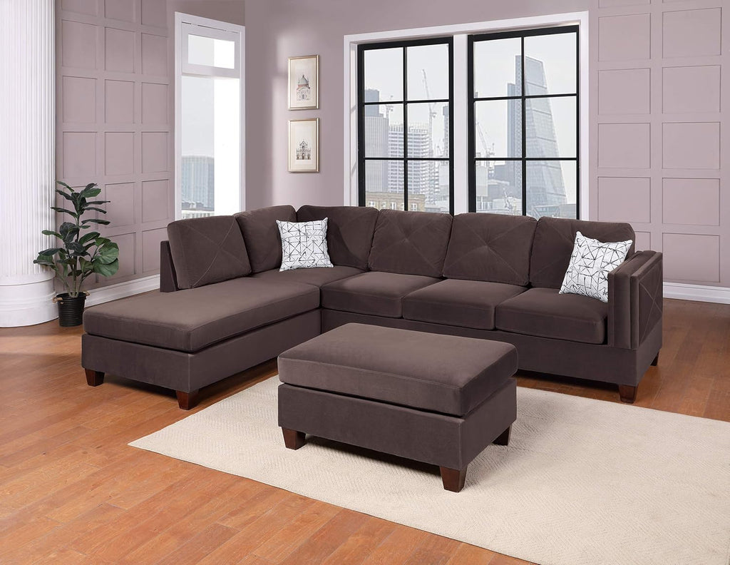 Dark Coffee Velvet Rectangle Cocktail Ottoman E640790
