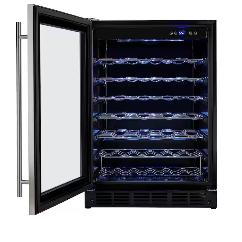 50 Bottle Wine and Beverage Cooler with Stainless Steel Door T5484