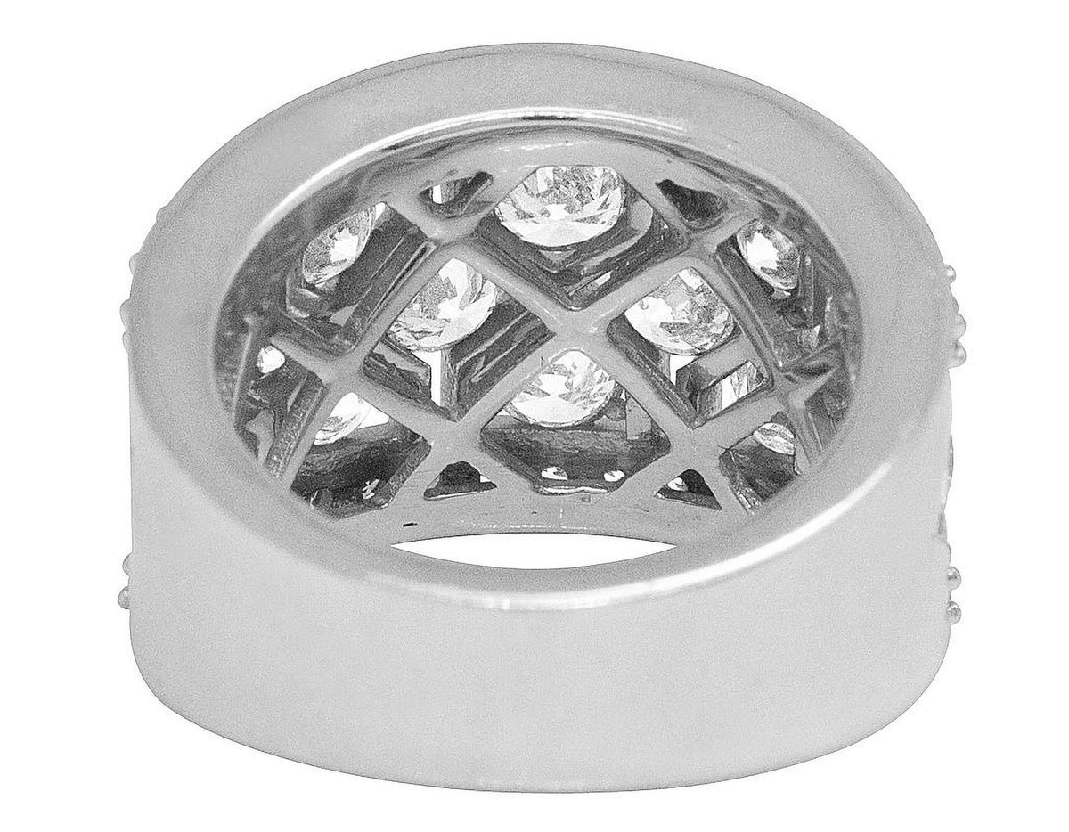 Geometric Mesh Diamond Band Ring L691