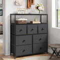 Pink 7 Drawer Fabric Dresser with Wood Shelves K84417