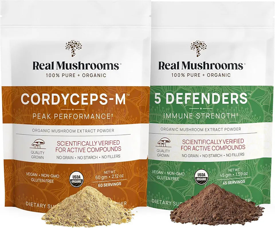 Cordyceps and 5 Defenders Mushroom Extract Powder Bundle W95907