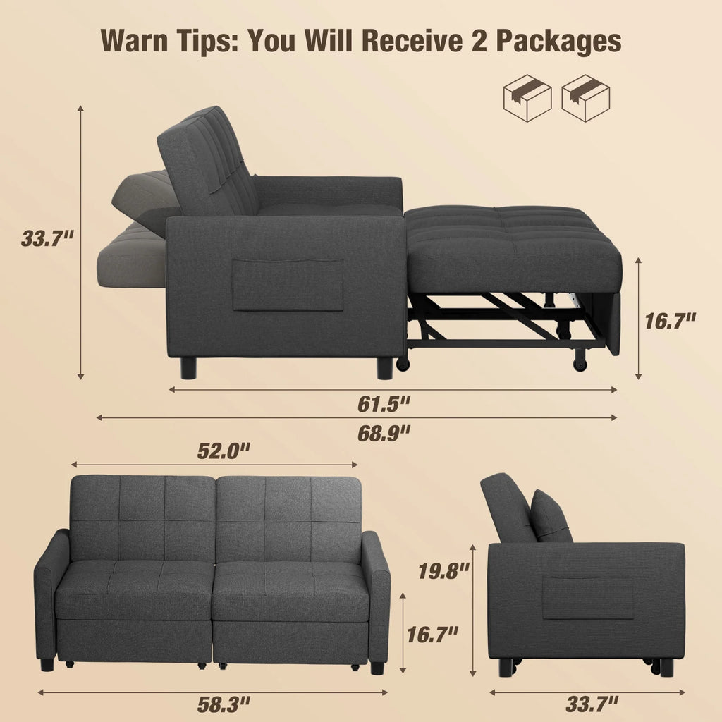 Gray Convertible Sofa Bed V116