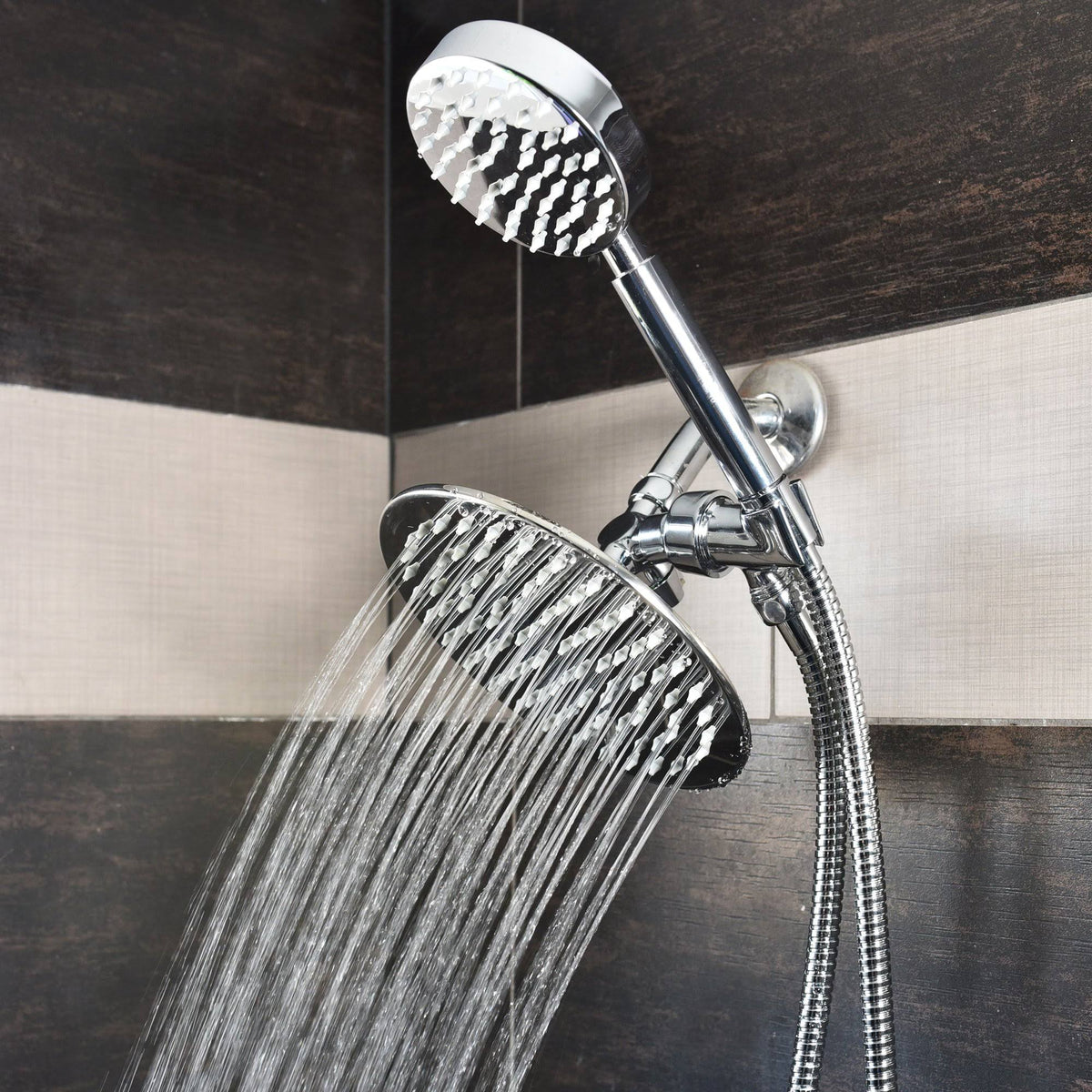 Dual Shower Head Combo with Hand Held and Rain Shower Head, 2.5 GPM Brushed Nickel F1118