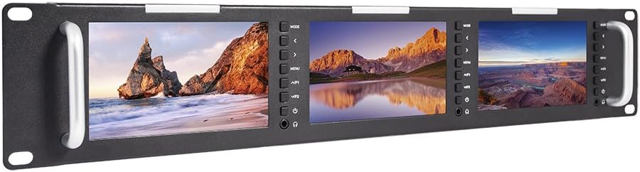 Triple 5 Inch 2RU Rack Mount Monitor LCD 800x400 3G SDI HDMI AV Input and Output K717