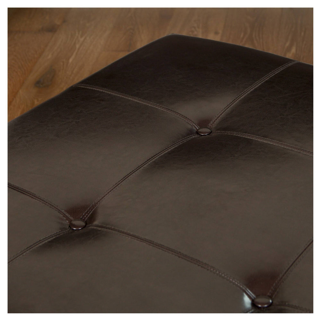 Espresso Leather Ottoman V43856