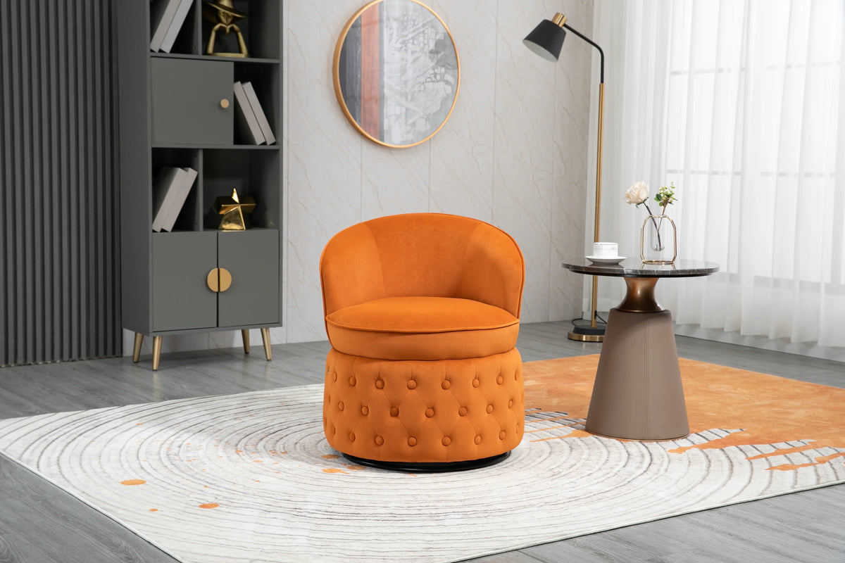 Swivel Cuddle Barrel Accent Sofa Chairs with Wide Upholstered Fluffy Velvet Fabric Chair Q35145