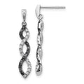 14k White Gold Black and White Diamond Twisted Dangle Earrings Z417