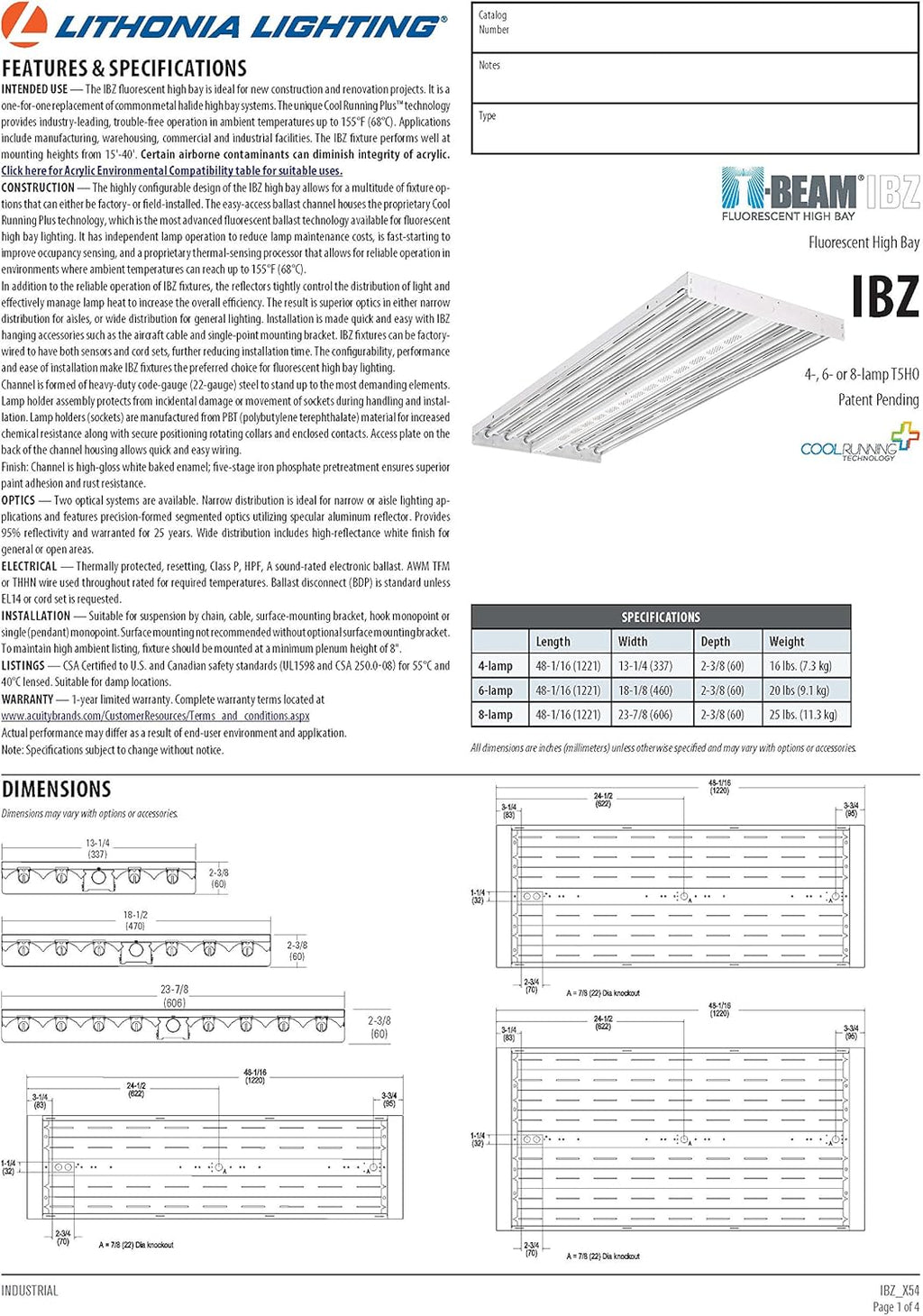 6-Light Gloss T8 Fluorescent Industrial High Bay S919934