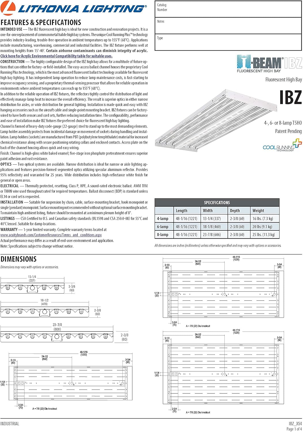 6-Light Gloss T8 Fluorescent Industrial High Bay S919934