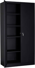 Black Metal Storage Cabinet with 4 Adjustable Shelves and 2 Locking Doors N170194