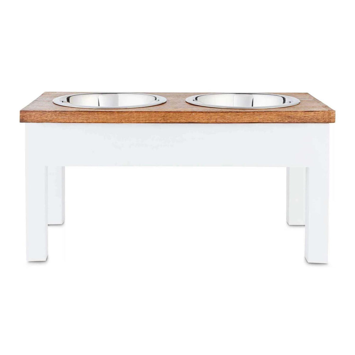 White Wood Elevated Double Diner Dog Feeder X2936