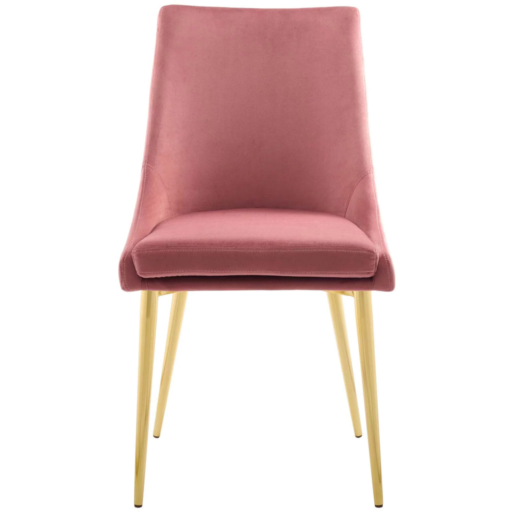 Pink Velvet Fabric Metal Steel Dining Chair X123187