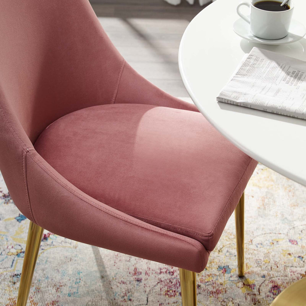 Pink Velvet Fabric Metal Steel Dining Chair X123187