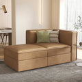 Modular Sectional Couch Sofa with Reversible Storage Chaise, Caramel Brown G1237