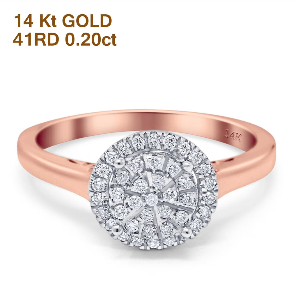 14K Rose Gold Diamond Engagement Ring Size 5 A7002