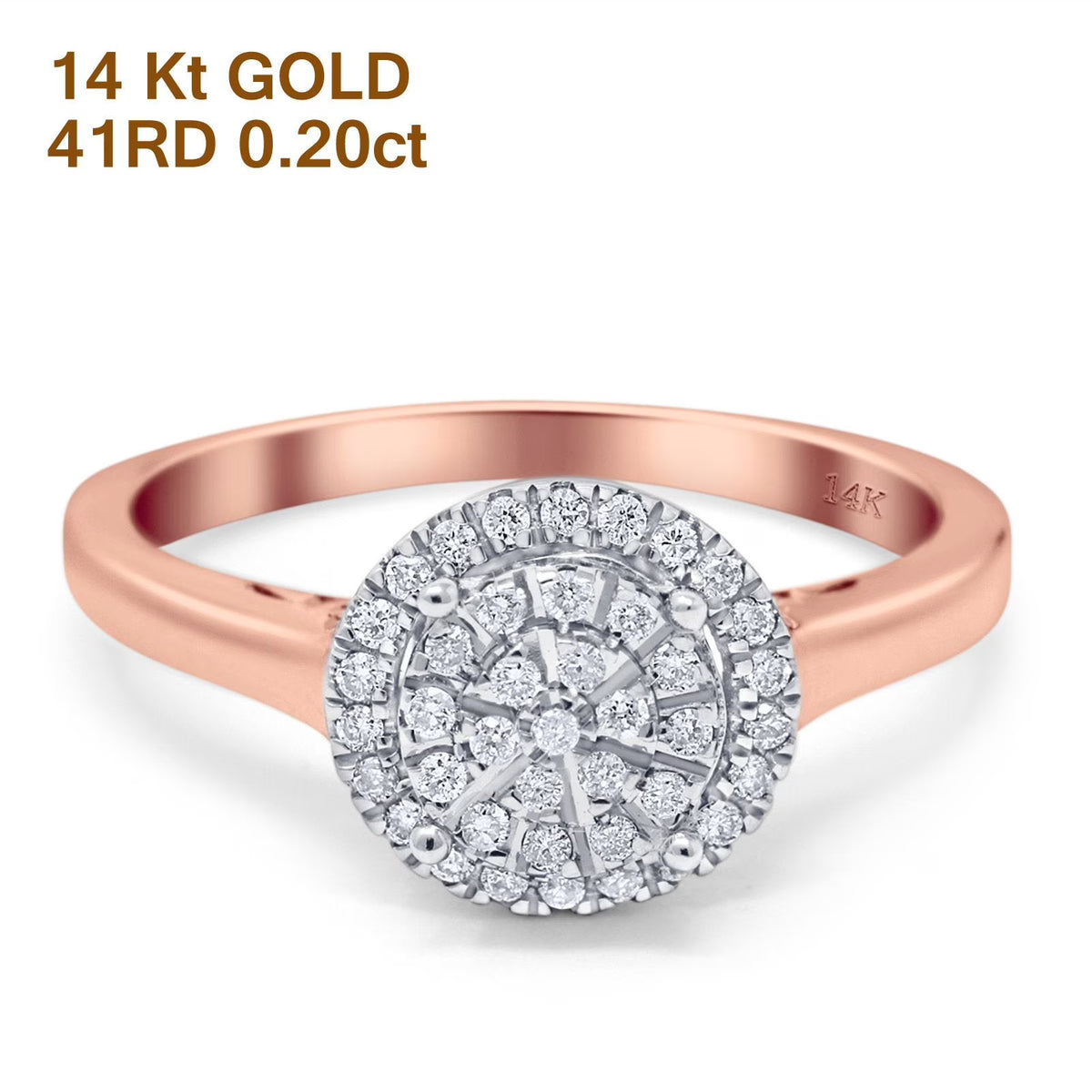 14K Rose Gold Diamond Engagement Ring Size 5 A7002