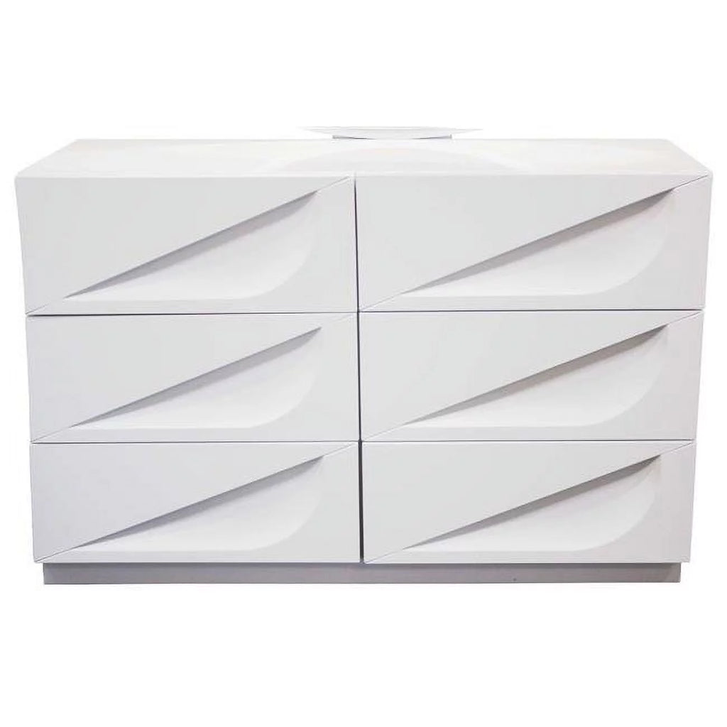 Off White 6 Drawer Poplar Wood Dresser K7802