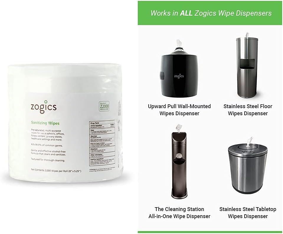 Sanitizing Wipes, 2,000 Wipes per Roll, Case of 4 Rolls U4056