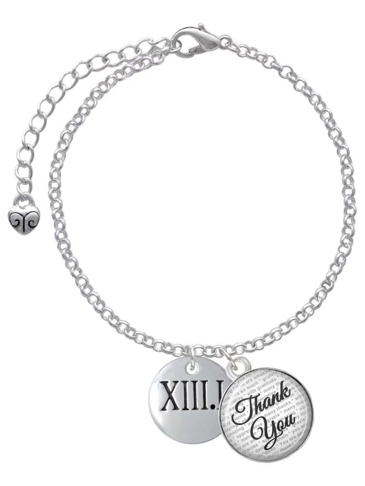 Silvertone Half Marathon Roman Numeral Charm Bracelet, 6"+2" L250880
