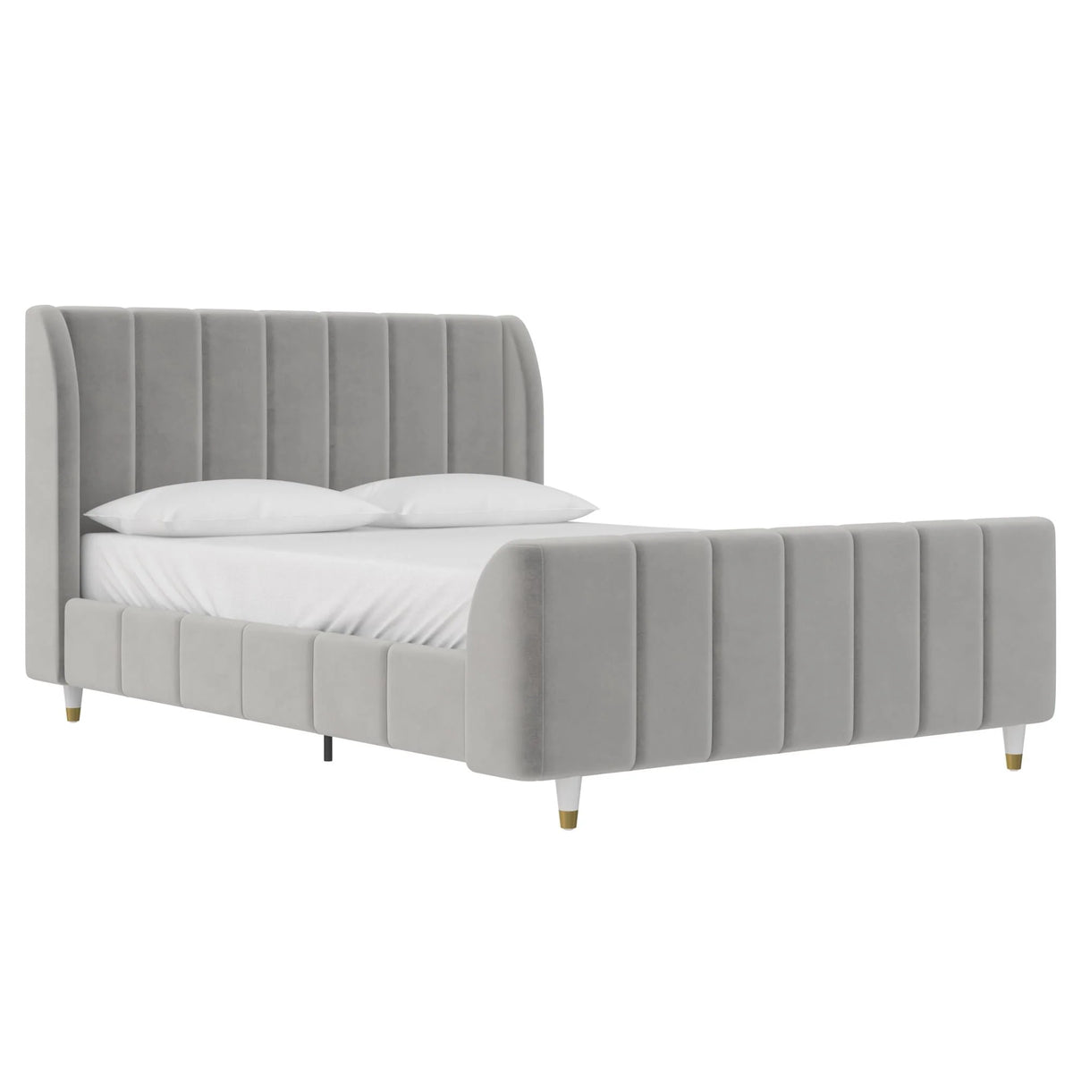Gray Velvet Full Upholstered Bed F112