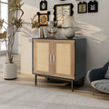 Black Rattan Storage Cabinet with 2 Doors C651