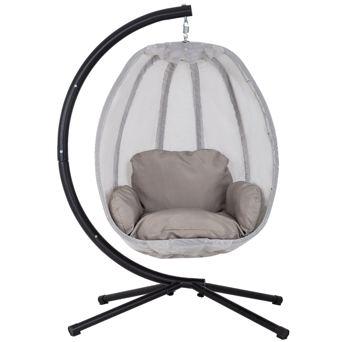 Egg Chair with Metal Stand and Cushion, 400LBS Capacity, Gray L8445